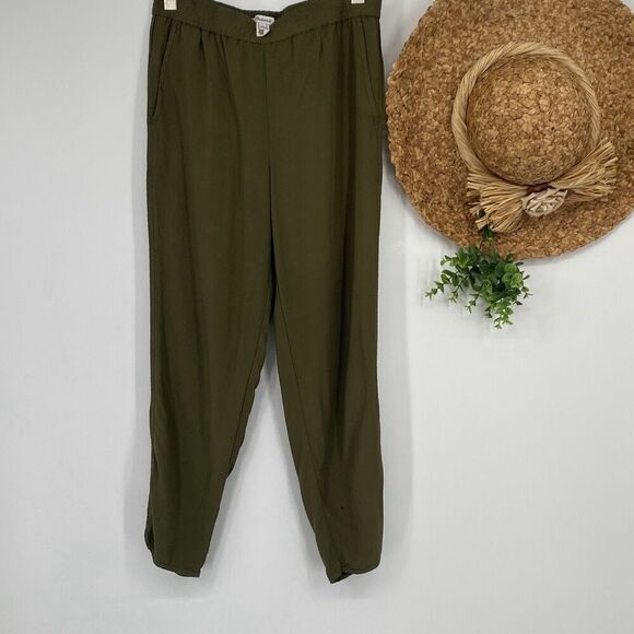 Madewell Dolphin Hem Track Trousers Pull-On Athleisure Pockets Green Small - Picture 3 of 14